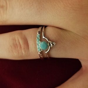 Pura Vida Turquoise Rhinestone Rings Sz 5